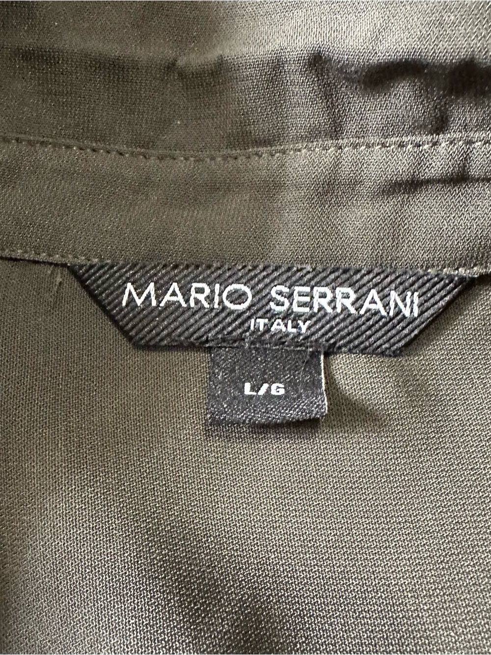 Mario Serrani Utility Shirt Dress Olive Green Sleeveless Cinched Waist Large - Picture 2 of 7